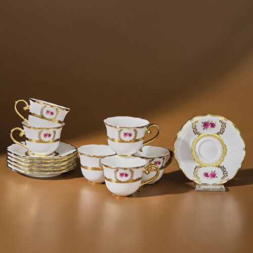 Karaca Royal Bone Elizabeth 6 Kişilik Kahve Fincan Takımı 90 Ml