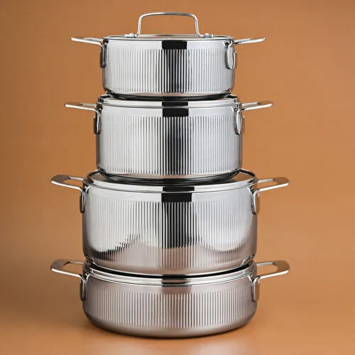 Karaca Power Steel 316+ 3Ply Apollo İndüksiyon Tabanlı 8 Parça Çelik Tencere Seti