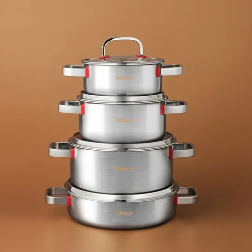 Karaca Powersteel 316+ 3Ply Artemis İndüksiyon Tabanlı 8 Parça Çelik Tencere Seti