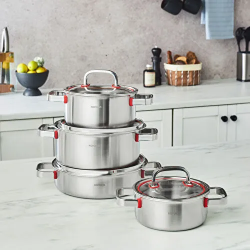 Karaca Powersteel 316+ 3Ply Artemis İndüksiyon Tabanlı 8 Parça Çelik Tencere Seti