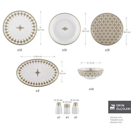 Karaca Forever Bone Dorothy 53 Parça 12 Kişilik Yemek Takımı