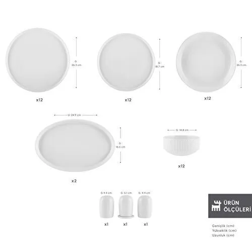 Karaca Forever Bone Pablito 53 Parça 12 Kişilik Yemek Takımı