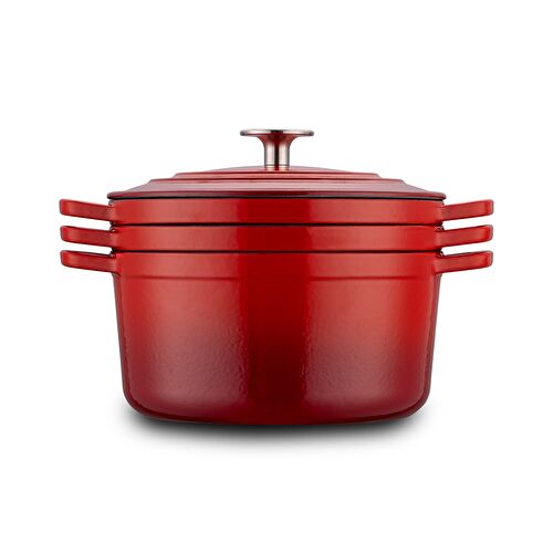 Emsan Fortino Cast Döküm Tencere Seti Kırmızı 4 Parça 22 cm