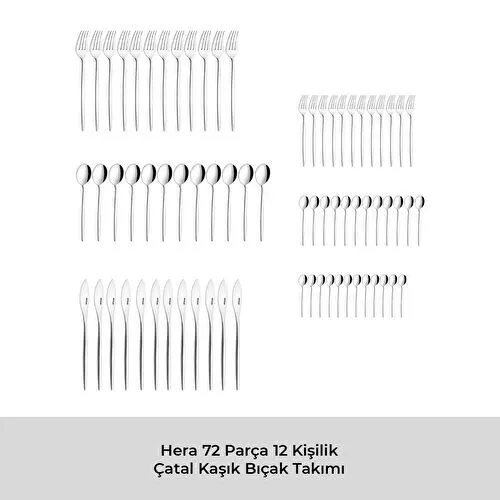 Emsan Hera 72 Parça 12 Kişilik Çatal Kaşık Bıçak Takımı Lüks Kutulu 