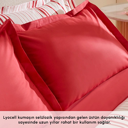 Karaca Home Cool Stripe Çift Kişilik Nevresim Takımı Kırmızı