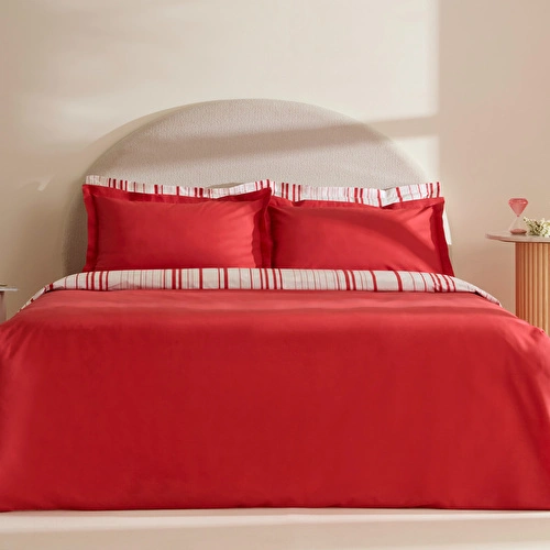Karaca Home Cool Stripe Çift Kişilik Nevresim Takımı Kırmızı