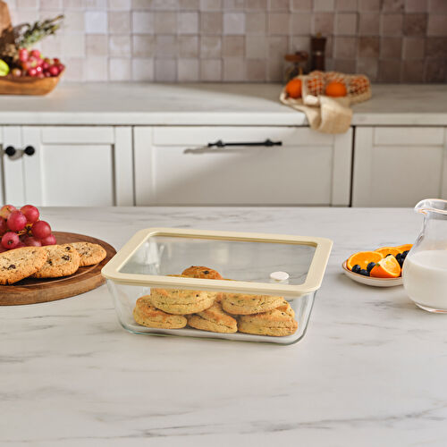 Karaca Luna Cam Saklama Kabı Krem 2600 ml