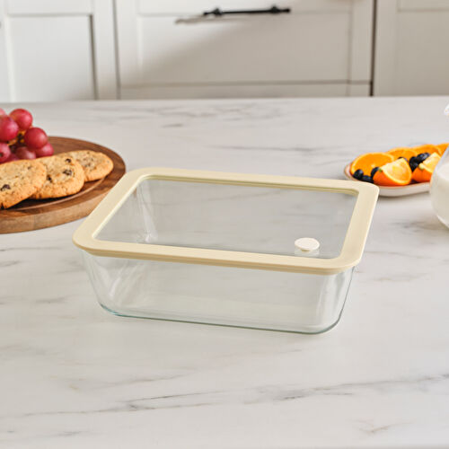 Karaca Luna Cam Saklama Kabı Krem 2600 ml