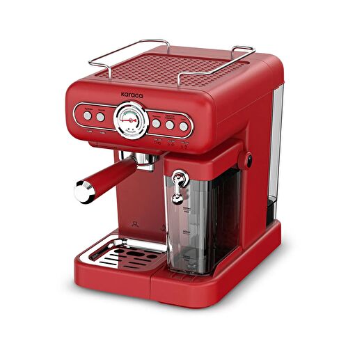 Karaca Vintage Craft Süt Hazneli Espresso, Latte ve Capuccino Makinesi Red Karaca Vintage Craft Süt Hazneli Espresso, Latte ve Capuccino Makinesi Red