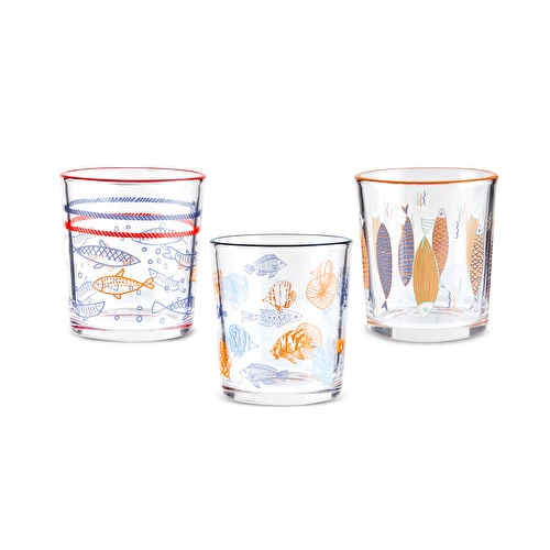 Karaca Marine 3'lü Su Bardağı 260 Ml, Mavi