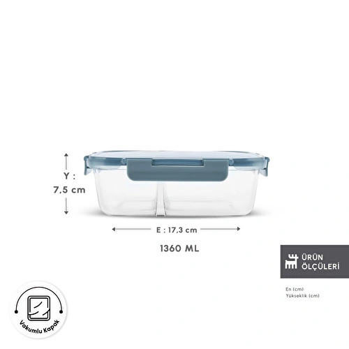 Karaca Polly Bölmeli Cam Saklama Kabı 1360 ml