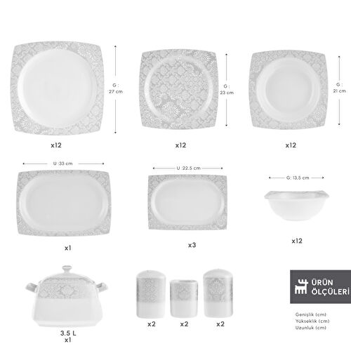 Karaca Square Bone Bridal 60 Parça 12 Kişilik Yemek Takımı Karaca Square Bone Bridal 60 Parça 12 Kişilik Yemek Takımı