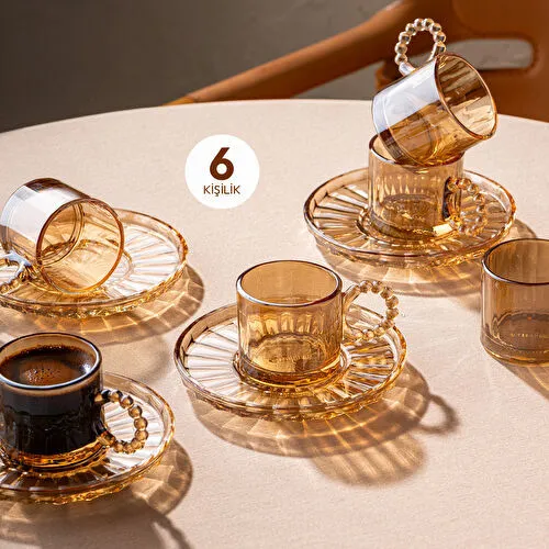 Emsan Muhabbet Amber 6'lı Cam Kahve Fincanı 100 ml Emsan Muhabbet Amber 6'lı Cam Kahve Fincanı 100 ml