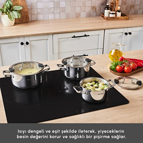 Karaca Montreal İndüksiyon Tabanlı 6 Parça Çelik Midi Set