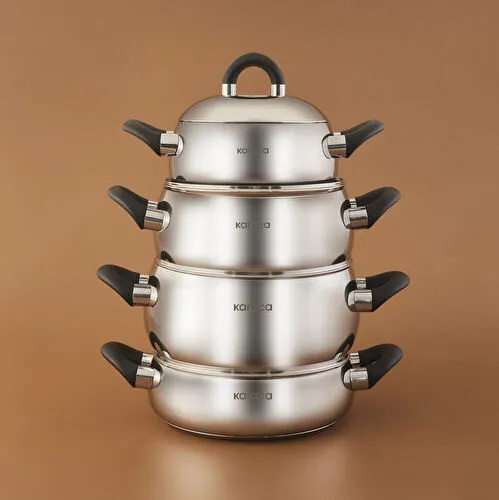 Karaca Fuji 316+ İndüksiyon Tabanlı 8 Parça Çelik Tencere Seti