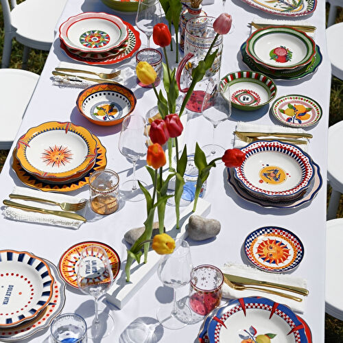 Baci Milano Dolce Vita Palmiye Desenli Oval Servis Tabağı 35 Cm