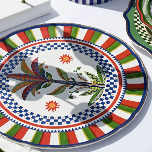Baci Milano Dolce Vita Palmiye Desenli Servis Tabağı 32 Cm
