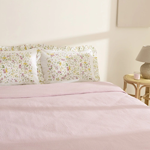 Karaca Home Dorian %100 Pamuk Fırfırlı Muslin Tek Kişilik Nevresim Takımı Pudra