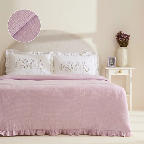 Karaca Home Luka %100 Pamuk Fırfırlı Müslin Çift Kişilik Nevresim Takımı Lila