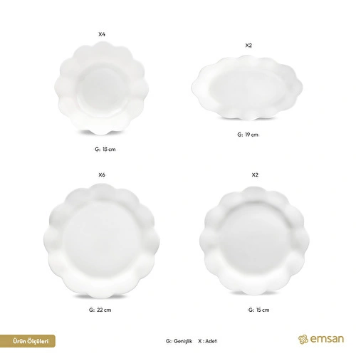 Emsan Bloom 14 Parça 6 Kişilik Kahvaltı Takımı Beyaz