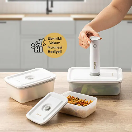 Emsan Freshlock Vakum Makineli 3'lü Saklama Kabı