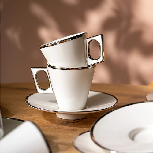 Emsan Zen 6'lı Kahve Fincan Takımı Platin 80 ml Emsan Zen 6'lı Kahve Fincan Takımı Platin 80 ml