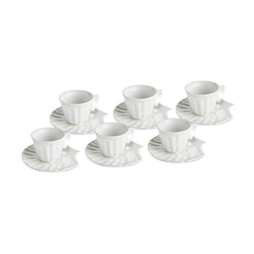 Karaca İstiridye Lüsterli 6 Kişilik Kahve Fincan Takımı 90 ml