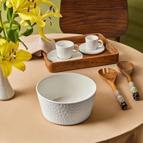 Karaca x Refika Bembeyaz Yuvarlak Salata Kasesi 20 cm