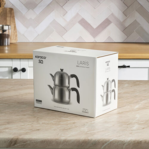 Karaca Laris Midi Boy İndüksiyon Tabanlı Çaydanlık Takımı Siyah