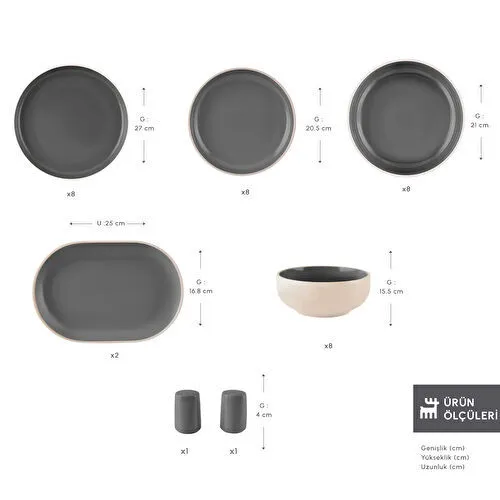 Karaca Earth Collection Terra 36 Parça 8 Kişilik Yemek Takımı Antrasit Karaca Earth Collection Terra 36 Parça 8 Kişilik Yemek Takımı Antrasit
