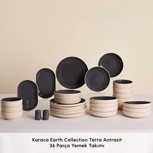 Karaca Earth Collection Terra 36 Parça 8 Kişilik Yemek Takımı Antrasit Karaca Earth Collection Terra 36 Parça 8 Kişilik Yemek Takımı Antrasit
