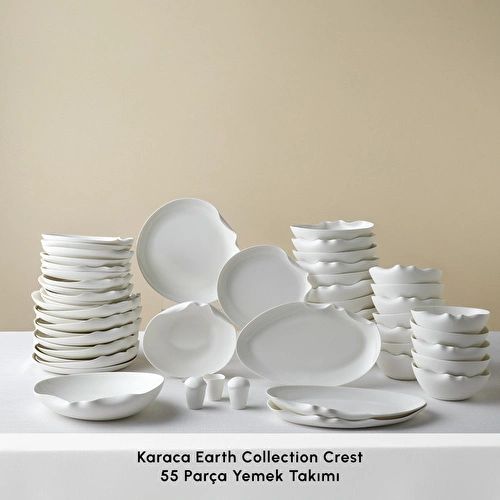 Karaca Earth Collection Crest 55 Parça 12 Kişilik Yemek Takımı