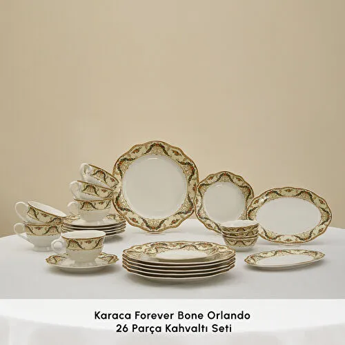 Karaca Forever Bone Orlando 26 Parça 6 Kişilik Kahvaltı Takımı