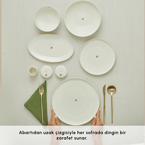 Karaca Stream Bone Merope Gold Logo 53 Parça 12 Kişilik Yemek Takımı