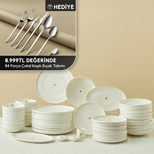 Karaca Stream Bone Merope Gold Logo 53 Parça 12 Kişilik Yemek Takımı