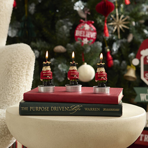 Karaca Home New Year Yılbaşı Nutcracker 3'lü Tealight Mum 11,5x5x7 cm
