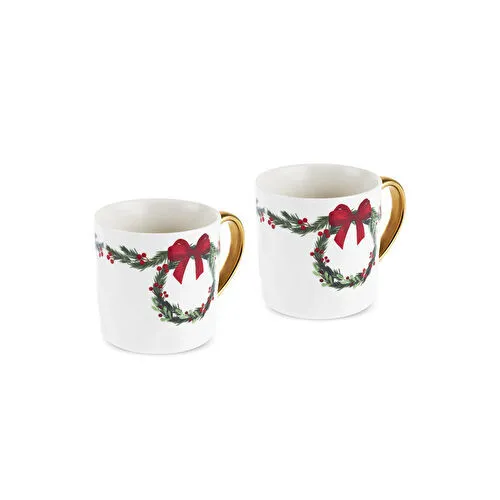 Karaca New Year Yılbaşı Çelenk 2 Kişilik Kupa 320 ml