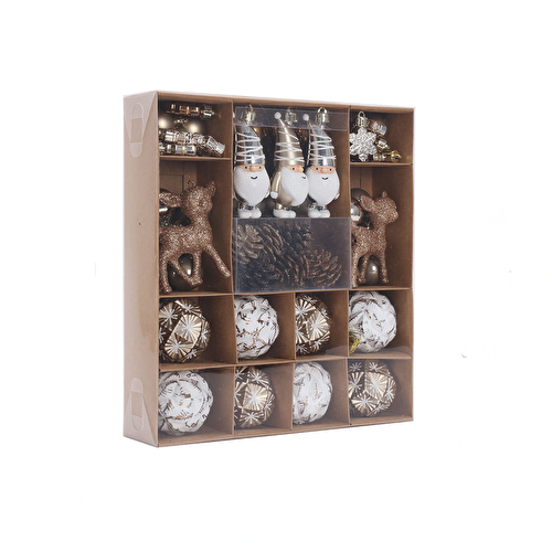 Karaca Home New Year Yılbaşı Bronze 65 Parça Ağaç Süsü Seti