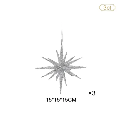 Karaca Home New Year Yılbaşı Glitter Star 3 Adet Ağaç Süsü Seti Silver 15x15x15 cm Karaca Home New Year Yılbaşı Glitter Star 3 Adet Ağaç Süsü Seti Silver 15x15x15 cm