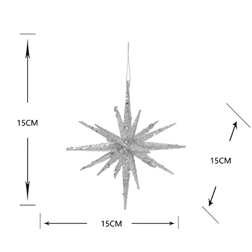 Karaca Home New Year Yılbaşı Glitter Star 3 Adet Ağaç Süsü Seti Silver 15x15x15 cm Karaca Home New Year Yılbaşı Glitter Star 3 Adet Ağaç Süsü Seti Silver 15x15x15 cm