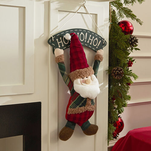 Karaca Home New Year Yılbaşı Green Santa Kapı Süsü 23x7x39 cm