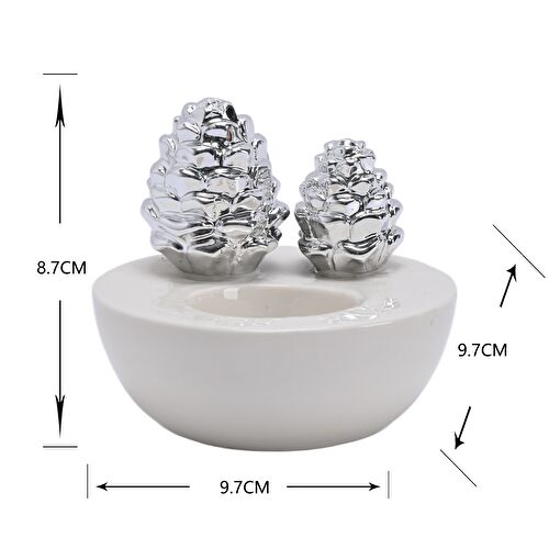 Karaca Home New Year Yılbaşı Kozalaklı Tealight Mumluk 9,7 x 9,7 x 8,7 cm