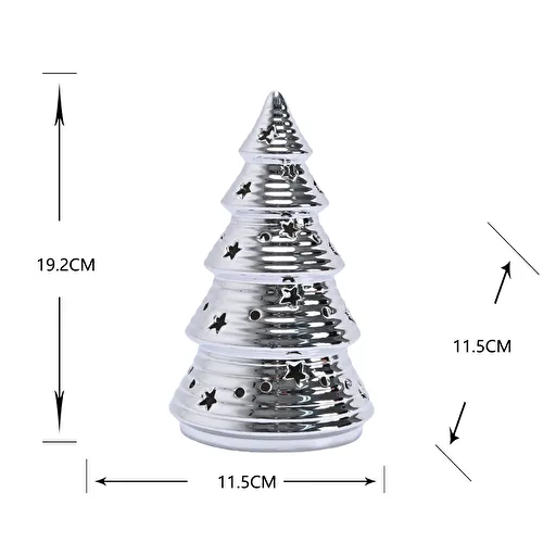 Karaca Home New Year Yılbaşı Christmas Tree Dekoratif Obje Silver 11,5 x 11,5 x 19,2 cm Karaca Home New Year Yılbaşı Christmas Tree Dekoratif Obje Silver 11,5 x 11,5 x 19,2 cm