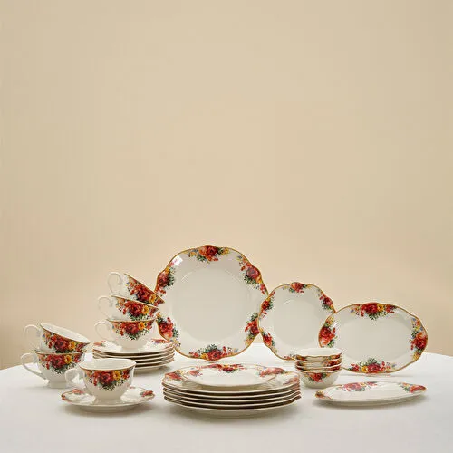 Karaca Forever Bone Amarose 26 Parça 6 Kişilik Kahvaltı Takımı