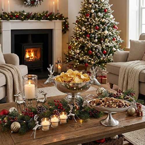 Karaca Home New Year Yılbaşı Geyikli Roe Dekoratif Kase 23,5 x 17 cm