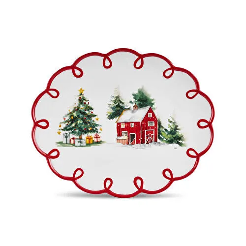 Karaca New Year Yılbaşı Cottage Kayık Tabak 30,5 cm Karaca New Year Yılbaşı Cottage Kayık Tabak 30,5 cm