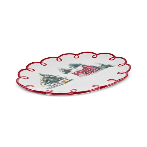 Karaca New Year Yılbaşı Cottage Kayık Tabak 30,5 cm Karaca New Year Yılbaşı Cottage Kayık Tabak 30,5 cm