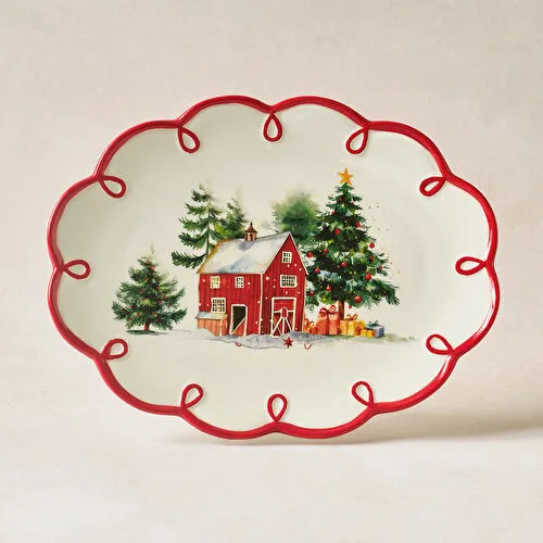 Karaca New Year Yılbaşı Cottage Kayık tabak 25,5 cm