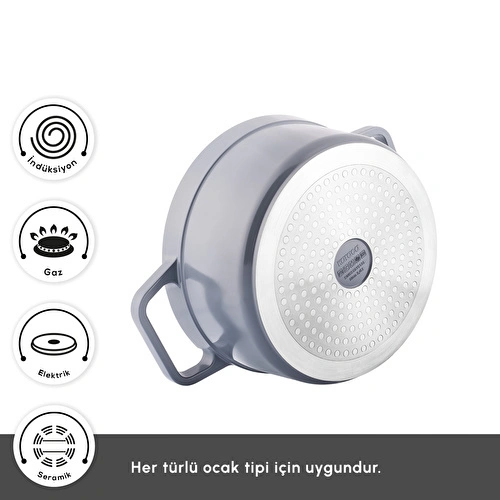 Karaca Swiss Crystal Neocast 7 Parça Döküm Tencere ve Tava Seti Antrasit