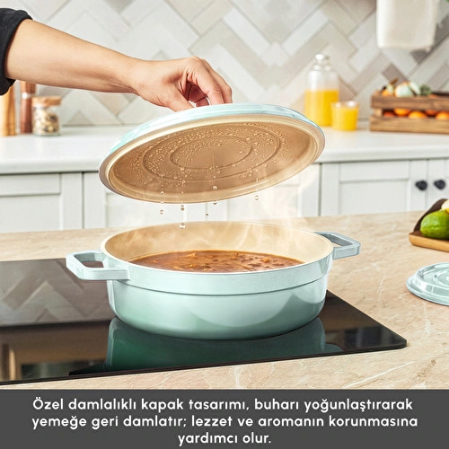 Karaca Swiss Crystal Neocast 7 Parça Döküm Tencere ve Tava Seti Yeşil